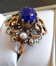 Vintage Jewellery Striking Lapis Glass Adjustable Dress Ring for sale  BURRY PORT