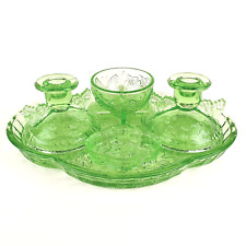 Sowerby Butterfly Dressing Table Set Green Vintage Pretty Tray Candle Sticks for sale  Shipping to South Africa