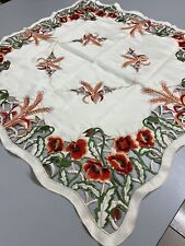 Wimpole Street Embroidered WHEAT & POPPIES ~ Tablecloth Table Topper 33" x 33" for sale  Shipping to South Africa