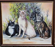 Beautiful Original Oil On Canvas 3 Cat's for sale  Shipping to South Africa