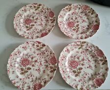 4 x Johnson Bros Rose Chintz Pink 10” 25cm Dinner Plates Vintage Rare Pretty Vgc for sale  Shipping to South Africa