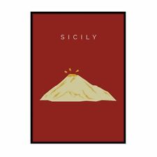 Sicily Poster Mount Etna – Sicily Landmark Poster Wall Art A1 - A5 Decor tweedehands  verschepen naar Netherlands