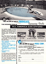 1960 Lancer Pools: Fiberglass Swimming Pools Vintage Print Ad, used for sale  Shipping to South Africa
