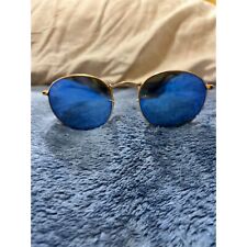 Óculos de sol Ray-Ban redondo metal lentes flash ouro fosco azul espelhado RB3447 comprar usado  Enviando para Brazil