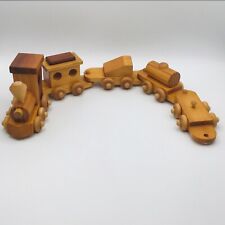 VTG Train Handmade Wooden Toy Set Handcrafted Natural 5 Pieces 22” Don Risinger for sale  Shipping to South Africa
