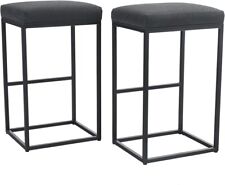 Used, 2 bar stools with footrest, kitchen chairs PU leather, backless stools for sale  Shipping to South Africa