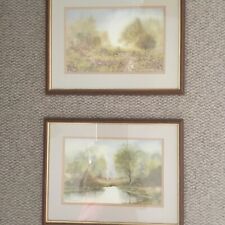 Pair landscape watercolour for sale  NESTON