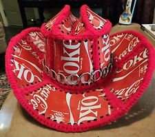 Vintage Crocheted Yarn Coca-Cola Can Cowboy Hat 1980 LA Olympics Handmade RARE for sale  Shipping to South Africa