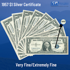 ✔ Un sello azul 1957 certificado de plata de $1 dólar, en muy buen estado/xf, billete antiguo de un dólar estadounidense segunda mano  Embacar hacia Argentina