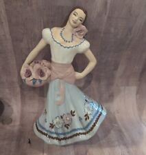 "Figura de cerámica grande de colección Squire Ceramics California dama mujer flores 10", usado segunda mano  Embacar hacia Argentina