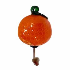 Hummingbird Feeder Hand Blown Art Glass Orange Fruit Shaped Green Leaf Outdoor  for sale  Shipping to United Kingdom