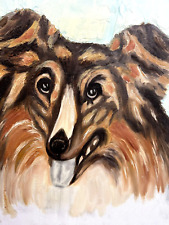 Collie LASSIE DOG Art Original Oil Painting, OOAK 16" X 20" NO FRAME read all, used for sale  Shipping to South Africa