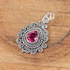 Piedra preciosa de turmalina rosa natural rosa de plata esterlina 925 de regalo para mujer segunda mano  Embacar hacia Argentina