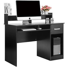 Computadora de madera escritorio oficina negra computadora portátil PC mesa de trabajo cajón y bandeja de teclado segunda mano  Embacar hacia Mexico