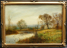 Pintura al óleo antigua Arthur Willett 1857-1918 paisaje río oveja siglo XIX segunda mano  Embacar hacia Argentina