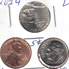 Used, 2024 Three Denver Brilliant Uncirculated  Cent, Nickel & Dime Coins! for sale  Shipping to South Africa