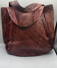 AUTH BEIRN JENNA BURGUNDY BROWN WATERSNAKE TOTE HOBO BAG for sale  Shipping to South Africa