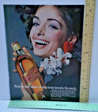 1974 Johnnie Walker etiqueta vermelha escocesa estampa vintage anúncio mulher flores arte de parede comprar usado  Enviando para Brazil