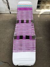 Vintage Lawn Chair Folding Jelly Tube Chaise Lounge Beach PURPLE WHITE TRIFOLD for sale  Shipping to South Africa