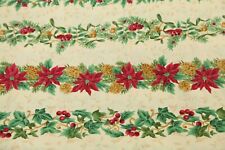 1Y Remnant Washed Hoffman Winter Reflections Border Print Christmas Fabric, used for sale  Shipping to South Africa