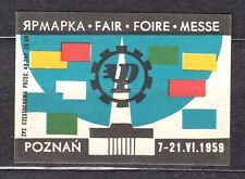 Używany, POLAND 1959 Matchbox Label Z#141 III, FAIR - POZNAN 7-21.VI.1959. na sprzedaż  PL
