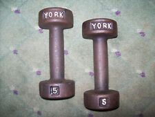 vtg YORK BARBELL 5 lb DUMBBELLS "ROUNDHEADS" BodyBuilding EXERCISE Fitness GYM** for sale  Shipping to South Africa