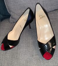 Christian Louboutin Shelley Black Leather Peep Toe Heels. Rare. Size 5. VGC  #J5 for sale  Shipping to South Africa
