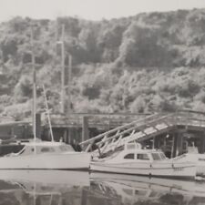 Vintage Photograph Wooden Boat Dock Sailboat Fishing Pier Nautical Theme Calm  for sale  Shipping to South Africa