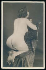 French nude Grundworth woman big butt kneeling on chair old c1925 photo postcard, used for sale  Shipping to South Africa