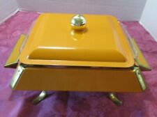Vintage Chafing Dish Mid Century Orange Fire King Food Warmer Casserole Dish GUC for sale  Shipping to South Africa