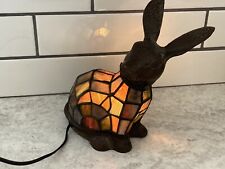 Vintage Rabbit Cast Iron Stained Glass Table Lamp for sale  Shipping to South Africa