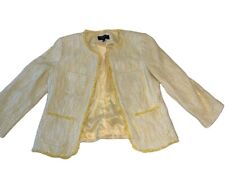 Blazer de tweed amarelo Talbots Lyla Boucle malha franja forrada jaqueta aberta tamanho 8P comprar usado  Enviando para Brazil