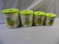 1977 VINTAGE SEARS & ROEBUCK NEIL THE FROG 4 Pc. MELAMINE CANISTER SET w/ LIDS !, used for sale  Carlisle