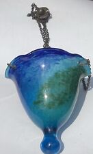 Vintage Art Glass Hanging Chain Vase Planter Candle Holder Blue Green MCM for sale  Shipping to South Africa