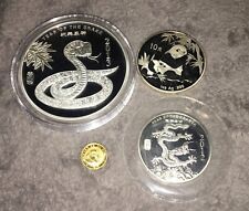 7 oz Chinese Silver Bullion Coins 1/20 oz Gold Coin Year of Snake Dragon Panda for sale  Pittsburgh