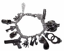 Sherlock Holmes ( 12 Themed Charms) Silvertone Assorted Metal Charm BRACELET for sale  Shipping to South Africa