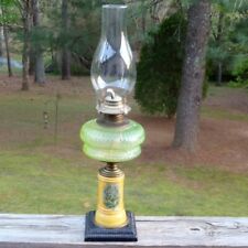 ornate glass oil lamp green for sale  Bessemer City