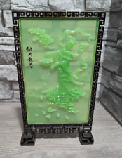 Estatueta decorativa vintage 9,75" divisória de tela de mesa chinesa plástico verde aparência jade, usado comprar usado  Enviando para Brazil
