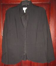 Chico's 1 M S Open Blazer Jacket Stretch Jersey Knit Ruffle Black Goth Steampunk for sale  Shipping to South Africa