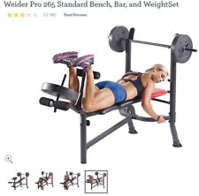 Weider Pro265 Workout Bench and Rack with Legs + 80 lbs weights for sale  Eau Claire