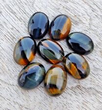 Natural Falcon's Eye Oval Shape Cabochon Flat Back Calibrated Loose Gemstones for sale  Shipping to South Africa