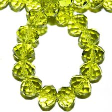 CR818 Green 12mm Faceted Rondelle Crystal Glass Beads 12"  for sale  Shipping to South Africa