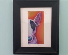 Bull Terrier Art 186 of 200 by Mondis, Signed Framed Bull Terrier Art 13.5”x11” for sale  Shipping to South Africa