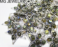50pcs Spectrolite Labradorite Gemstone .925 Silver Plated Star Design Pendant for sale  Shipping to South Africa
