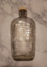 ~Vintage WHISKEY SPIDER WEB Embossed Half Pint Clear Glass Bottle~, used for sale  Shipping to South Africa