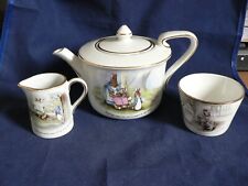 RARE 1920s GRIMWADES BEATRIX POTTER PETER RABBIT  3 piece tea set with tea pot for sale  Shipping to South Africa