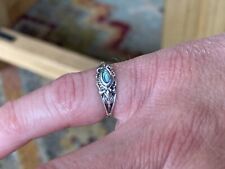 Solid Sterling Silver pinky / child’s ring UK size F blue opal for sale  NORWICH