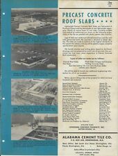 Brochure - Alabama Cement Tile - Precast Concrete Roof Slab - c1949 (AF795) for sale  Shipping to South Africa