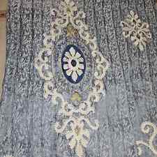Jacquard Embroidered Blue Curtains Grommet 2 Panels 52"x84" Bohemian Decor for sale  Shipping to South Africa
