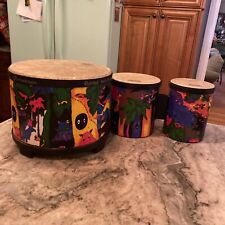 Usado, BONGÔS VINTAGE TOM TOMS REMO de percussão infantil e bateria grande tema animal JUNGLE comprar usado  Enviando para Brazil